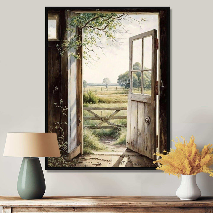 View From A Cottage Country Door II - Farm Canvas Wall Art
