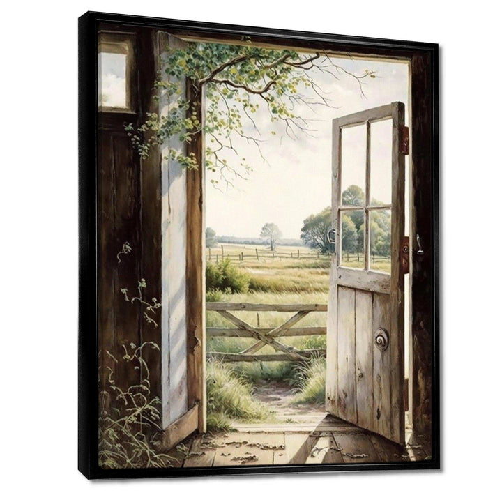 View From A Cottage Country Door II - Farm Canvas Wall Art