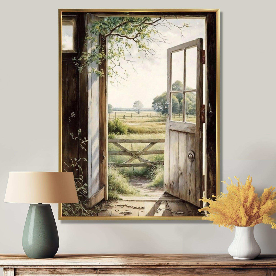 View From A Cottage Country Door II - Farm Canvas Wall Art