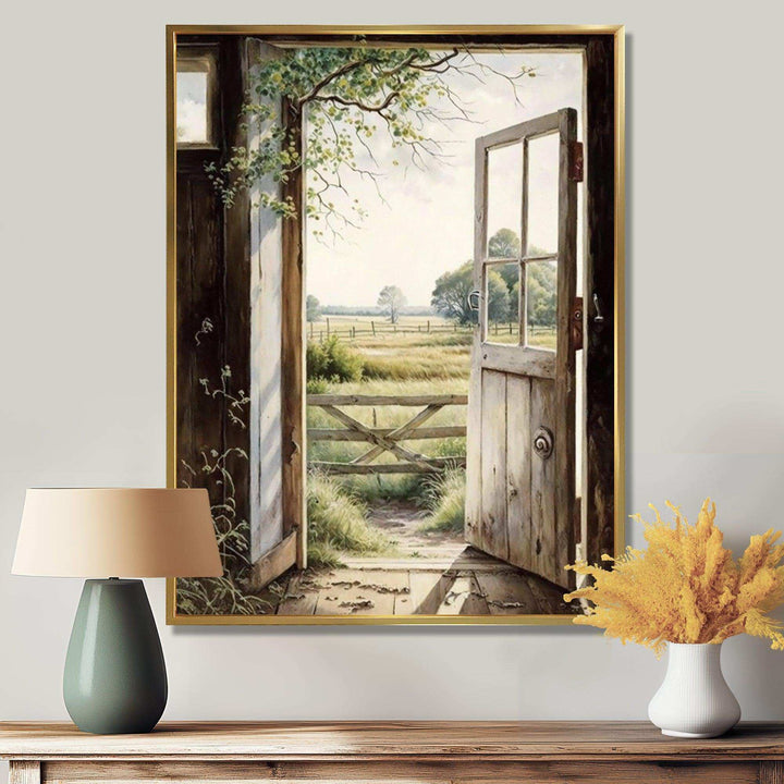 View From A Cottage Country Door II - Farm Canvas Wall Art