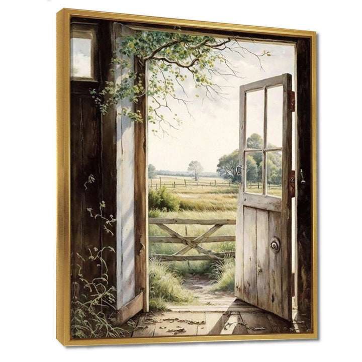 View From A Cottage Country Door II - Farm Canvas Wall Art