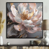 Marble Pink Gold Peony Flower III - Floral Canvas Wall Art