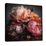 Orange Pink Peonies Blooming - Floral Canvas Wall Art