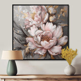 Pink Grey Peonies Elegance I - Floral Canvas Wall Art