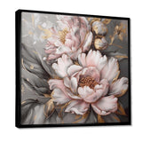 Pink Grey Peonies Elegance I - Floral Canvas Wall Art