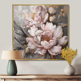 Pink Grey Peonies Elegance I - Floral Canvas Wall Art