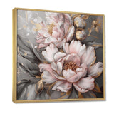 Pink Grey Peonies Elegance I - Floral Canvas Wall Art