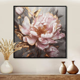 Pink Gold Peonies Petals - Floral Canvas Wall Art