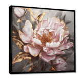 Pink Gold Peonies Petals - Floral Canvas Wall Art