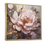 Pink Gold Peonies Petals - Floral Canvas Wall Art