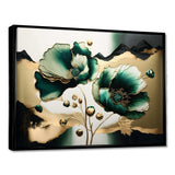 Gold And Green Poppy Floral Euphoria I - Floral Canvas Wall Art