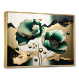 Gold And Green Poppy Floral Euphoria I - Floral Canvas Wall Art