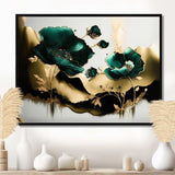 Gold And Green Poppy Floral Euphoria II - Floral Canvas Wall Art