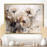 Delicate Warm Floral Impressions - Floral Canvas Wall Art