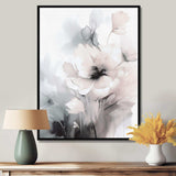 Soft Light Grey Flowers I - Floral Canvas Wall Art