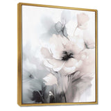 Soft Light Grey Flowers I - Floral Canvas Wall Art