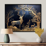 Golden Deer In Forest II - Landscapes Canvas Wall Art