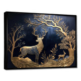 Golden Deer In Forest II - Landscapes Canvas Wall Art