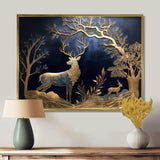 Golden Deer In Forest II - Landscapes Canvas Wall Art