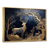 Golden Deer In Forest II - Landscapes Canvas Wall Art