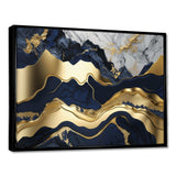 Blue And Gold Mesmerizing Marble Abstraction I - Abstract Canvas Wall Art