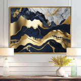 Blue And Gold Mesmerizing Marble Abstraction I - Abstract Canvas Wall Art