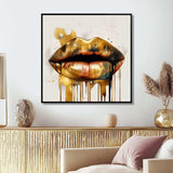 Gold Lips Of Luxury I - Fashion Canvas Wall Art