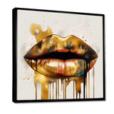 Gold Lips Of Luxury I - Fashion Canvas Wall Art