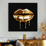 Gold Lips Of Luxury V - Fashion Canvas Wall Art