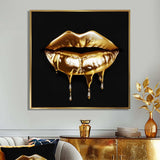 Gold Lips Of Luxury V - Fashion Canvas Wall Art