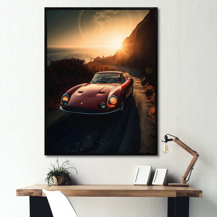 Red And Yellow Artistic Tributes To Retro Cars - Cars Retro Canvas Wall Art