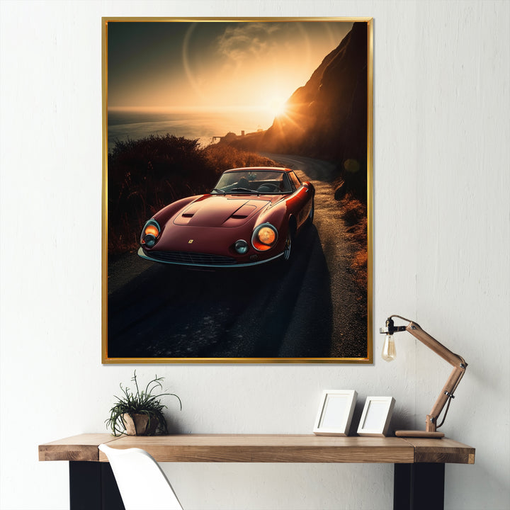 Red And Yellow Artistic Tributes To Retro Cars - Cars Retro Canvas Wall Art