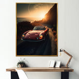 Red And Yellow Artistic Tributes To Retro Cars - Cars Retro Canvas Wall Art