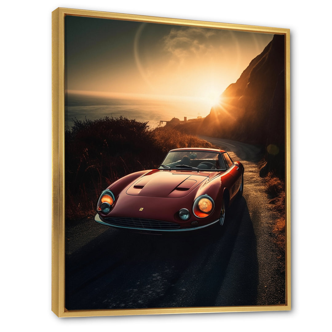 Red And Yellow Artistic Tributes To Retro Cars - Cars Retro Canvas Wall Art
