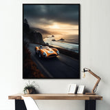 Orange And Black Artistic Tributes To Retro Cars - Cars Retro Canvas Wall Art