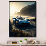 Blue And Grey Artistic Tributes To Retro Cars - Cars Retro Canvas Wall Art