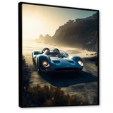 Blue And Grey Artistic Tributes To Retro Cars - Cars Retro Canvas Wall Art
