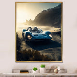 Blue And Grey Artistic Tributes To Retro Cars - Cars Retro Canvas Wall Art