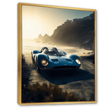 Blue And Grey Artistic Tributes To Retro Cars - Cars Retro Canvas Wall Art