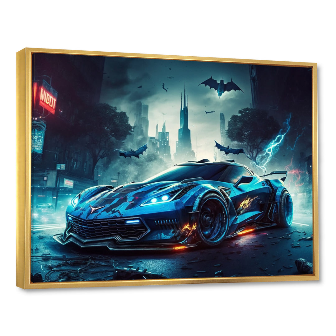 Blue And Black Exotic Car Velocity I - Cars Race Exotic Canvas Wall Art