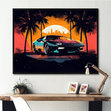 Yellow And Grey Race Car Elegance I - Cars Retro Canvas Wall Art