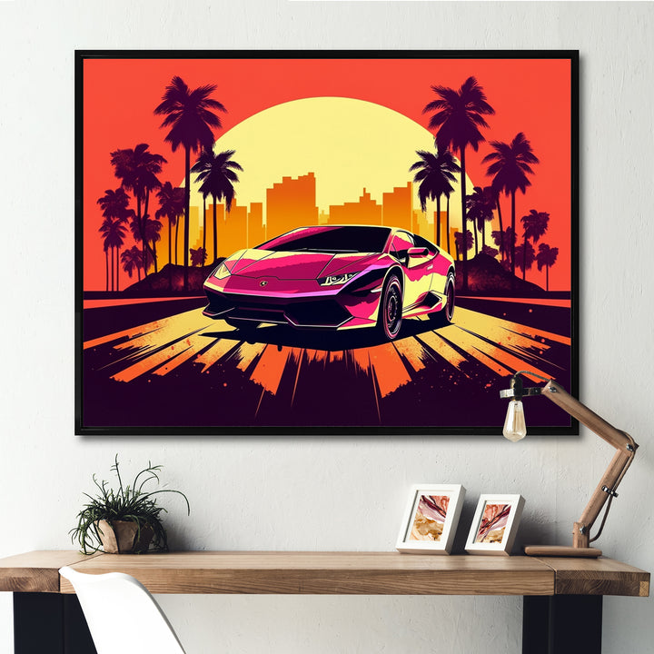 Red And Grey Race Car Elegance I - Cars Retro Canvas Wall Art