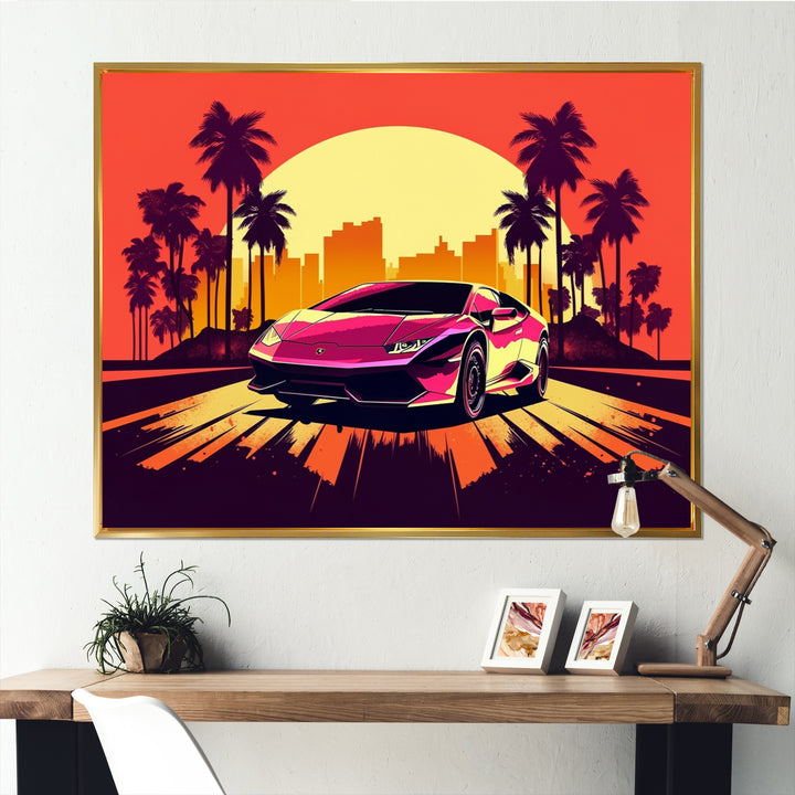 Red And Grey Race Car Elegance I - Cars Retro Canvas Wall Art