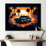 Lambo Fast Car Sunset - Cars Retro Canvas Wall Art