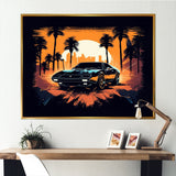 Lambo Fast Car Sunset - Cars Retro Canvas Wall Art