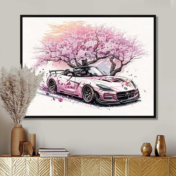 Pink And Cream Essence Of Retro Car - Performing Arts Canvas Wall Art