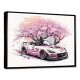 Pink And Cream Essence Of Retro Car - Performing Arts Canvas Wall Art