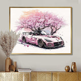 Pink And Cream Essence Of Retro Car - Performing Arts Canvas Wall Art