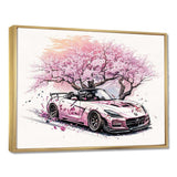 Pink And Cream Essence Of Retro Car - Performing Arts Canvas Wall Art