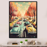 Green And Red Retro Roadsters - Cars Retro Canvas Wall Art